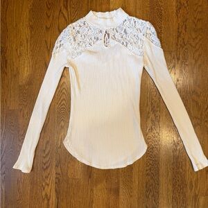 Free People Ivory Lace Sweater - Size M